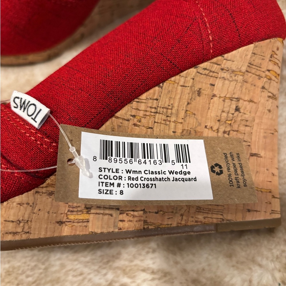 TOMS Classic Wedge Sandal Women’s Red - 8 - Picture 9 of 10